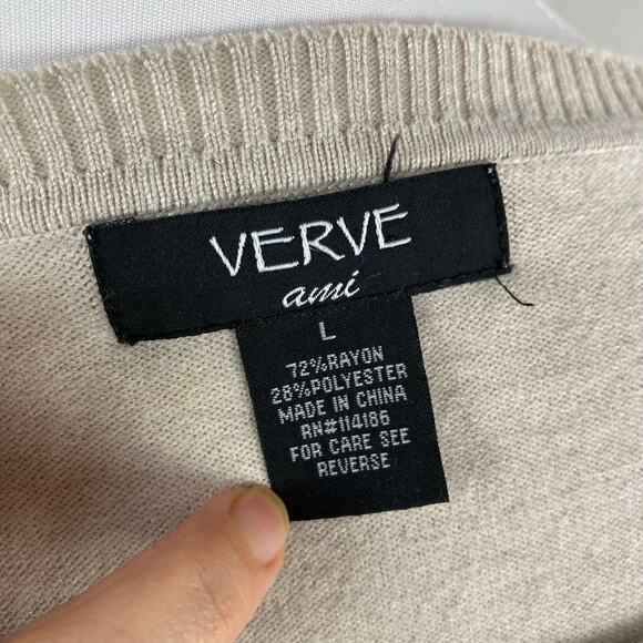 Verve Ami Neutral Asymmetrical Pullover Long Sleeve Sweater Large - Picture 7 of 7